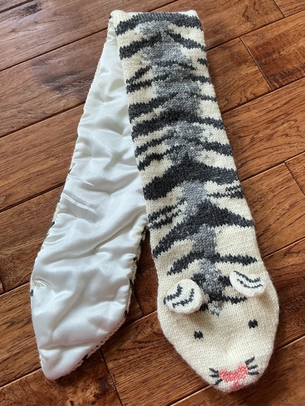 Kate Spade Gray and White Tiger Wrap Scarf
